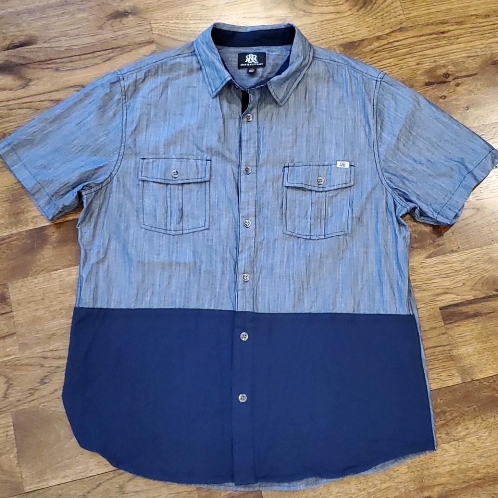 Mens Rock & Republic two toned button down size XL